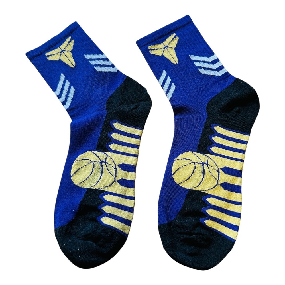 Kids Basketball Socks Crew Kobe Bryant Mamba Academy Blue Yellow Athletic - Picture 1 of 2